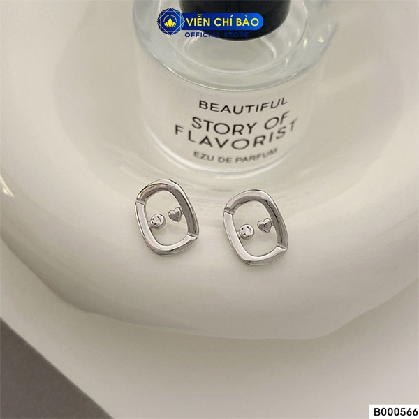 Bông tai bạc nữ tim mặt cười chất liệu bạc 925 thời trang phụ kiện trang sức Viễn Chí Bảo B000566