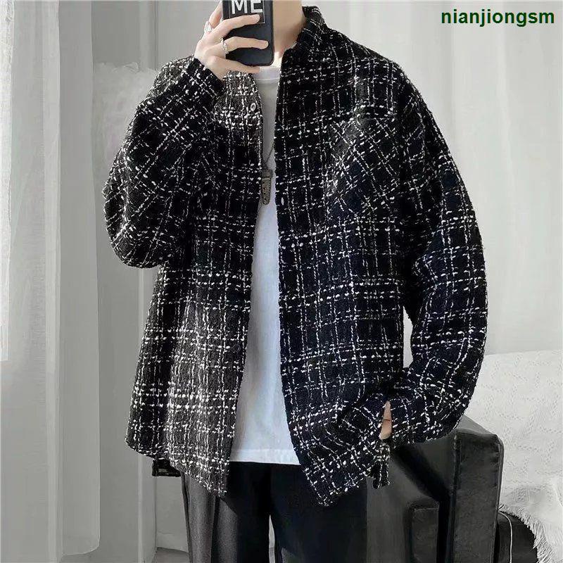 Áo Khoác Sơ Mi Len Tay Dài Dáng Rộng Kiểu Đường Phố Thời Trang Mùa Thu Cho Các Cặp Đôi