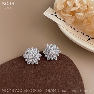 Khuyên tai bạc s925 bông tai nữ hoa tròn mã 660