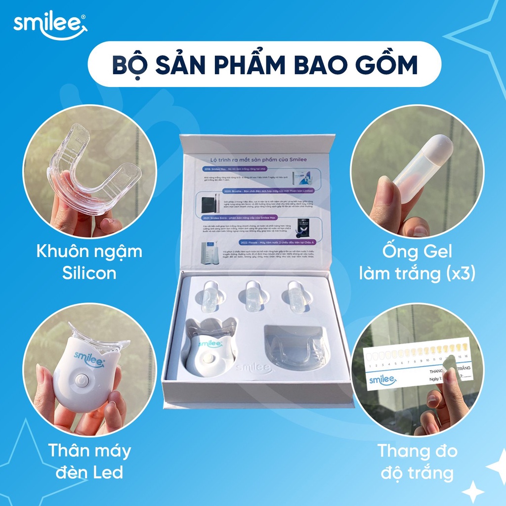 Bộ Kit làm trắng răng tiện lợi và an toàn sử dụng tại nhà Smilee Max Chính Hãng