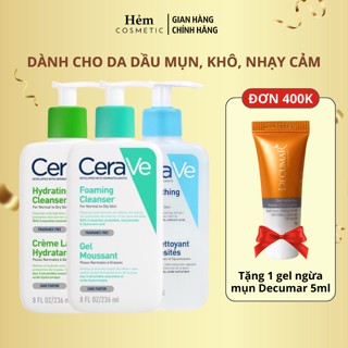 Sữa rửa mặt CeraVe Foaming, Hydrating, SA Smoothing Cleanser cho da dầu, khô, nhạy cảm 88ML/236ML/473ML - Hẻm Cosmetic
