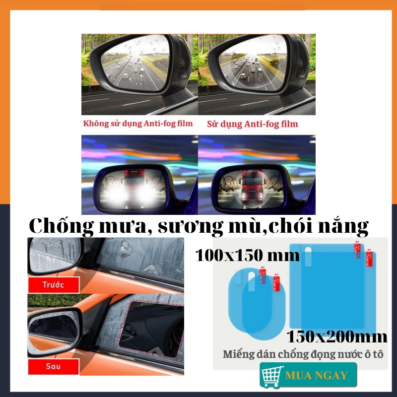 Miếng dán gương ô tô chống nước, miếng dán chống bám nước gương chiếu hậu cho oto xe hơi
