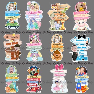 (Cắt Máy) Cây Welcome Sinh Nhật Kèm Chibi Bé