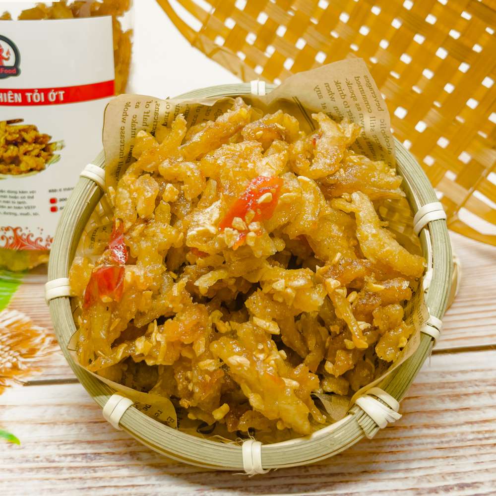 Cá cơm sấy giòn thơm ngon cay nhẹ 300g, cá cơm tỏi ớt ăn vặt đặc sản Nha Trang hộp