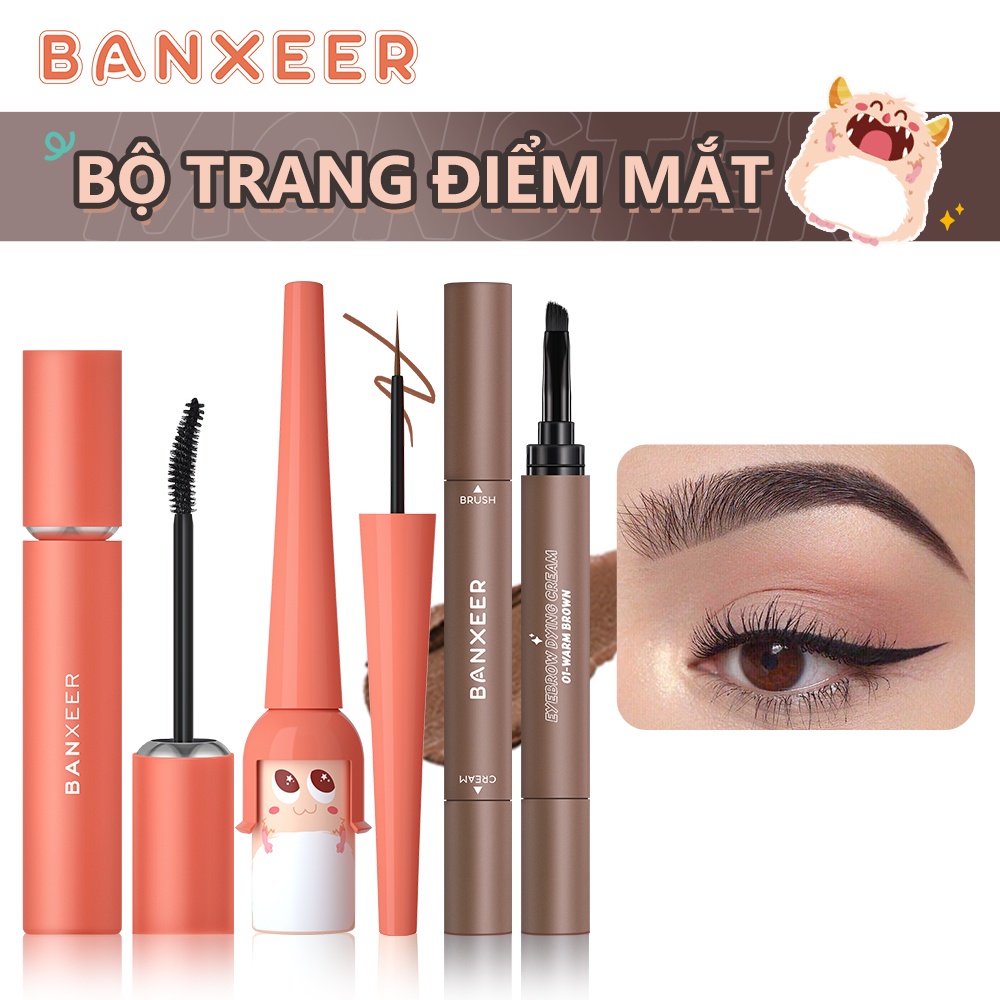 Bộ 3 sản phẩm trang điểm BANXEER gồm kem gel kẻ lông mày+bút kẻ mắt+mascara (có bán lẻ)