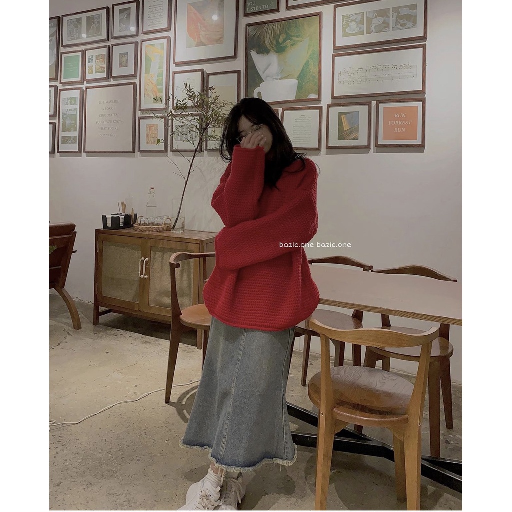 Chân váy jean đuôi cá dáng dài 2 túi ngang trước 6832/P2K3 Maia