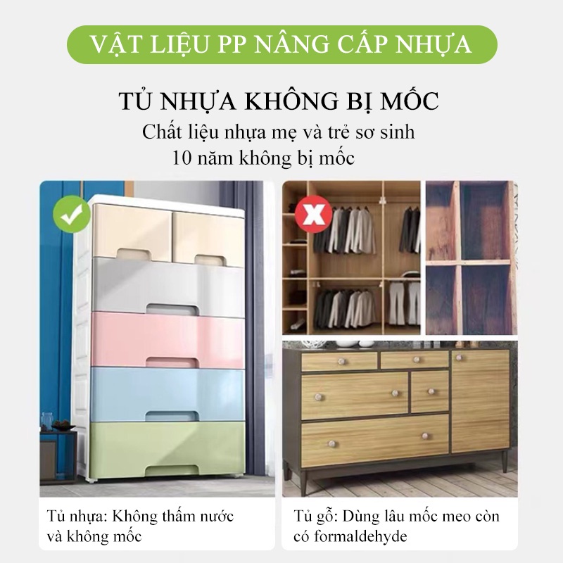 Tủ quần áo nhựa Ligou rộng 55cm tủ nhựa cho bé tủ có bánh xe dẽ dàng lắp đặt có nhiều khích thuốc