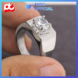 Nhẫn nam cao cấp inox thời trang đẹp titan thép không gỉ kiểu bảng trơn xoàn tròn trắng màu trắng ahihi.officialPTNNA231