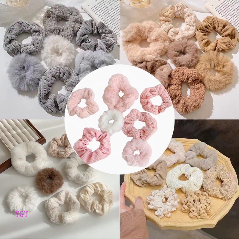 Ygt set 7 Dây Cột Tóc Cao Su Nhung Mịn Thời Trang Mùa Đông Dành Cho Nữ