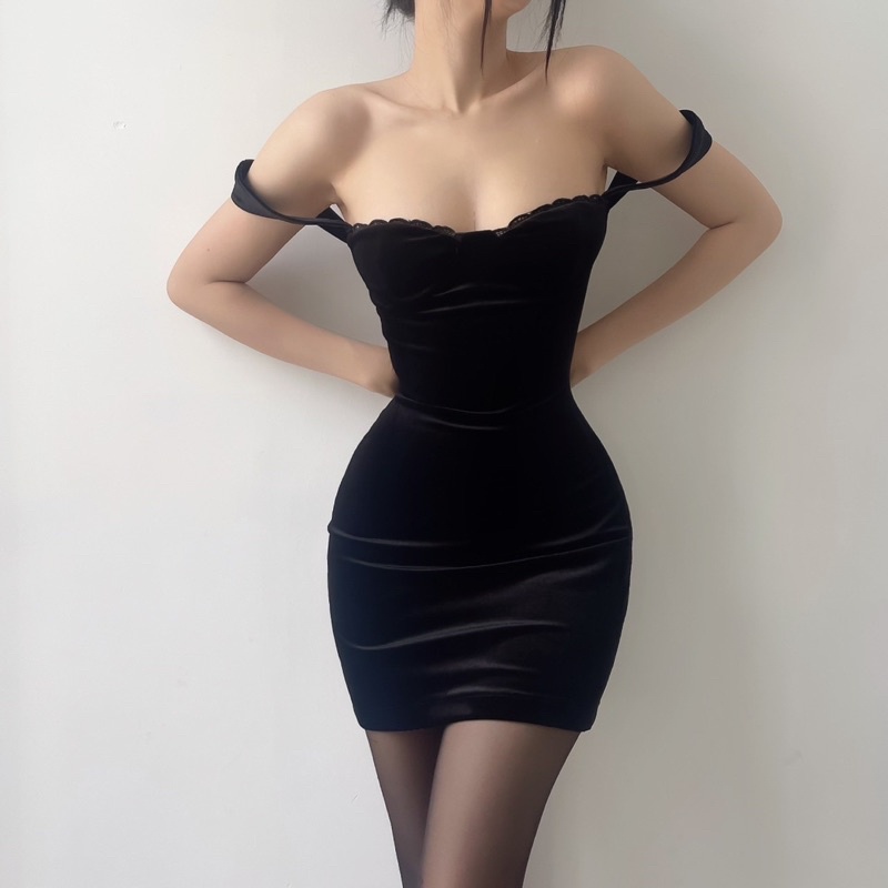 Đầm Body 2 Dây Nhung Sexy Mini Dress
