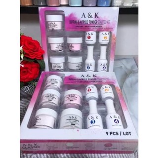 Bộ bột nhúng móng dipping A&K gồm 9 món siêu rẻ