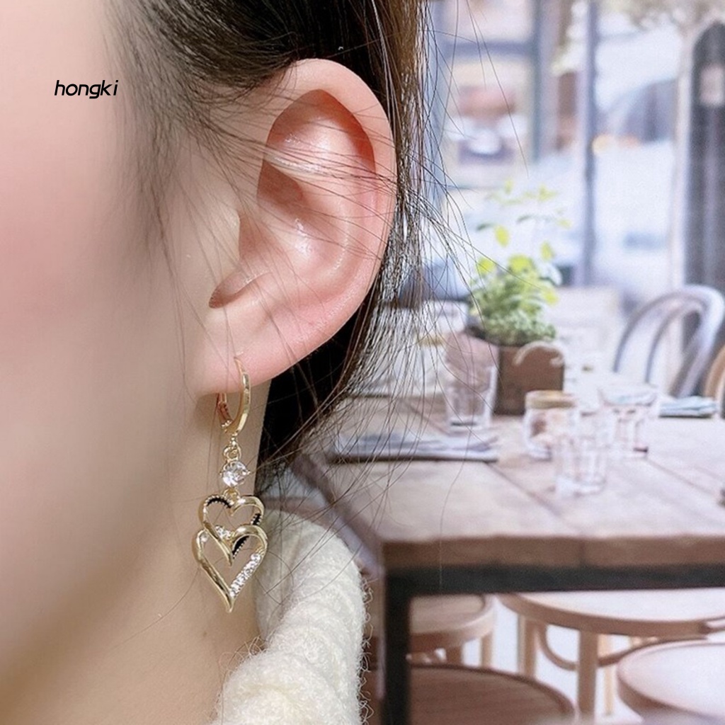 1 Đôi Bông Tai Giọt Nước Đính Đá Lấp Lánh Phong Cách Hàn Quốc Thời Trang