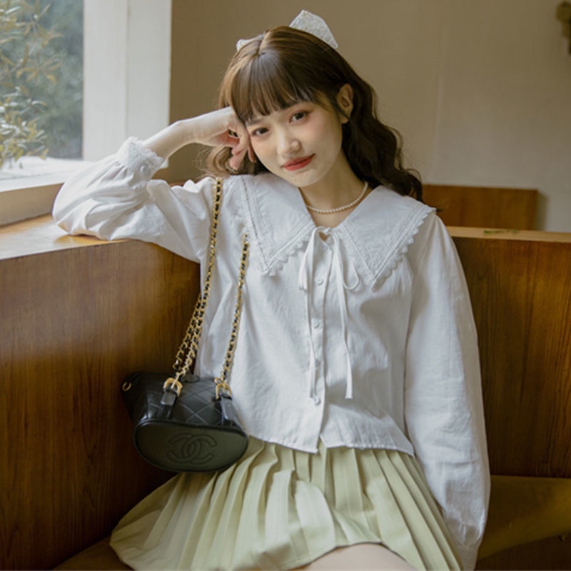 Áo Sơ Mi Dài Tay Thắt Nơ Phong Cách Pháp Cổ Búp Bê Nhỏ Phong Cách Mới Dành Cho Nữ Tuổi Trung Niên