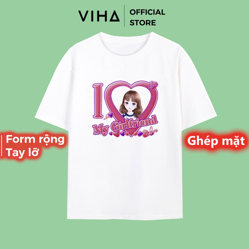 Áo thun unisex cotton 4 chiều form rộng tay lỡ I LOVE MY GIRLFRIEND