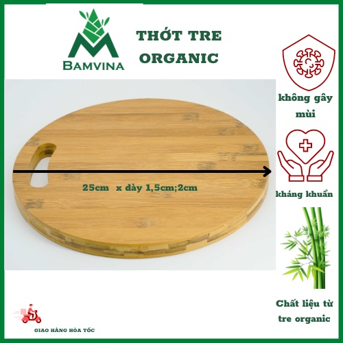 Thớt tre kháng khuẩn Bamvina- D25cm