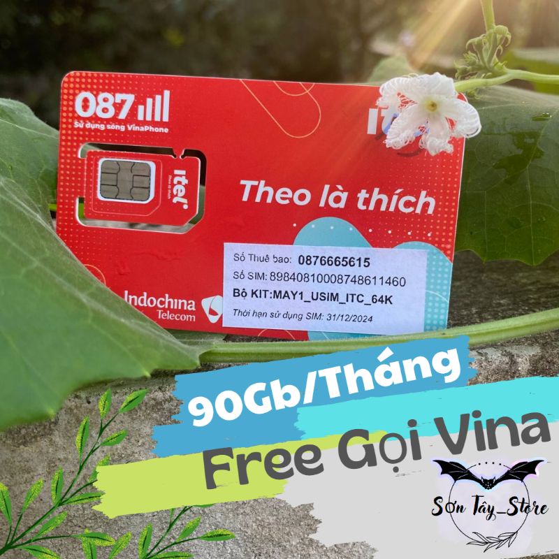 Sim ITEL (sóng Vina) data 3Gb/ngày - 90Gb/tháng ,Tạo các tài khoản MXH