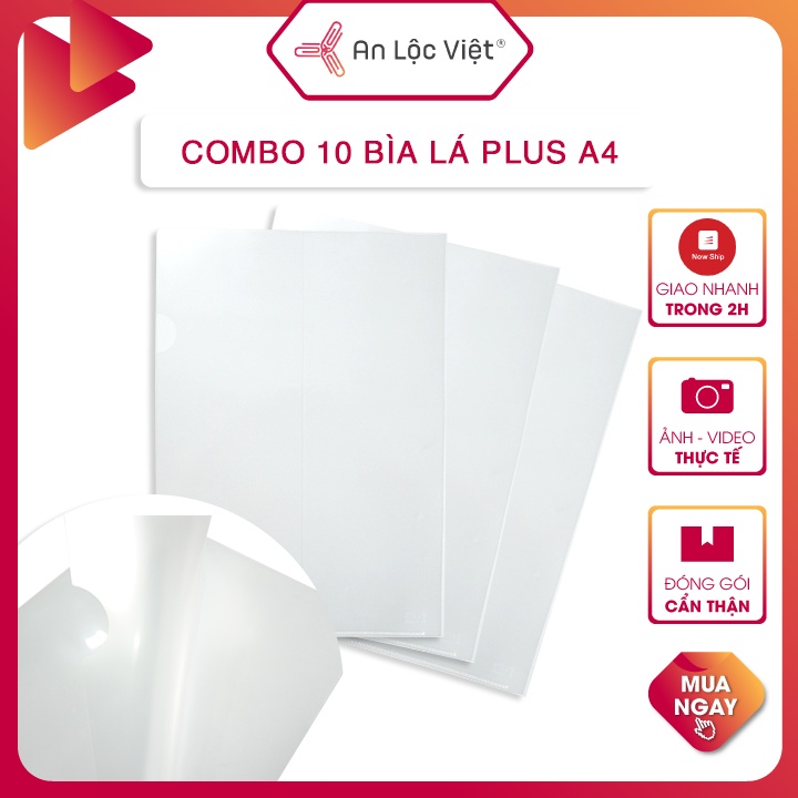 Combo 10 Bìa File lá - file nhựa Plus nhiều kích cỡ từ A4 - F4