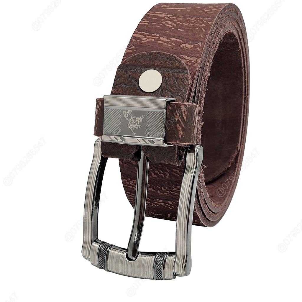 Dây lưng nam da bò thật bản thô DHM-243 | Mặt khoá kim nguyên khối thời trang | Bảo hành 12 tháng