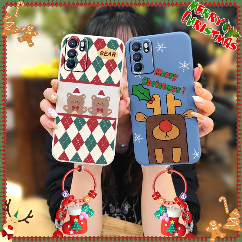 Camera all inclusive Solid color Phone Case For OPPO Reno6 5G The snowman  Father Christmas Cartoon