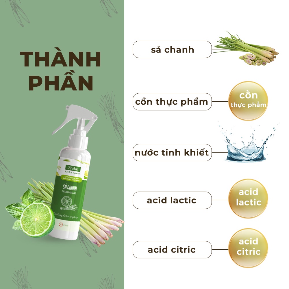 Bình Xịt Tinh Dầu ZREKA Thơm Phòng Xua Đuổi Muỗi Và Côn Trùng , Chiết Xuất Thảo Mộc An Toàn Sức Khỏe Gia Đình