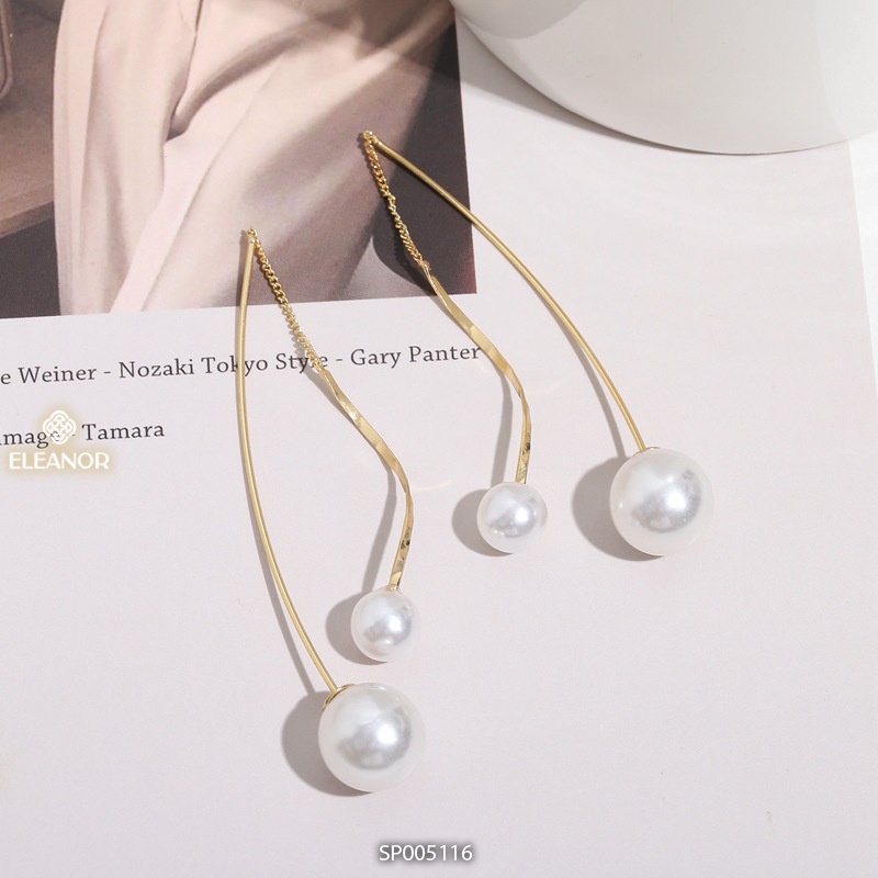 Bông tai nữ Eleanor Accessories dáng dài gắn ngọc nhân tạo thanh lịch phụ kiên trang sức 5116