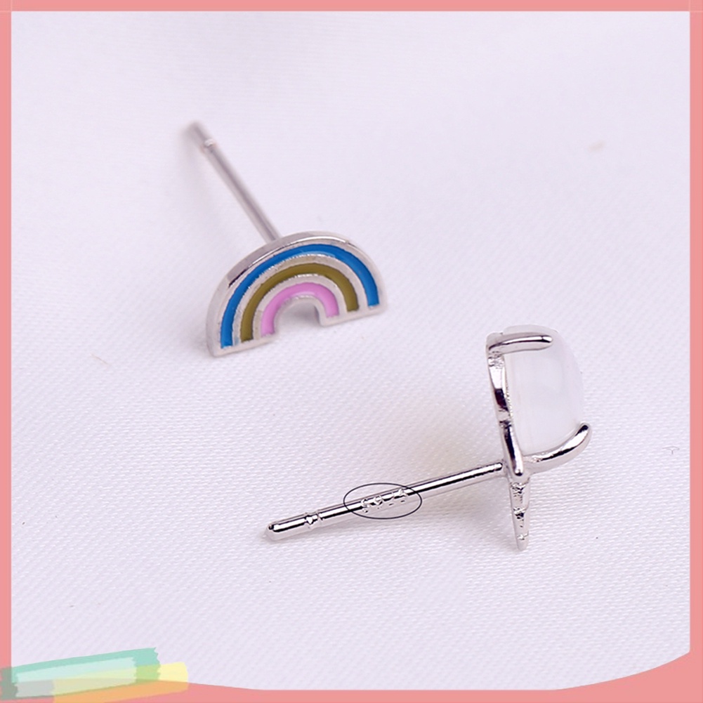 Bông tai xi bạc hình kì lân cầu vồng