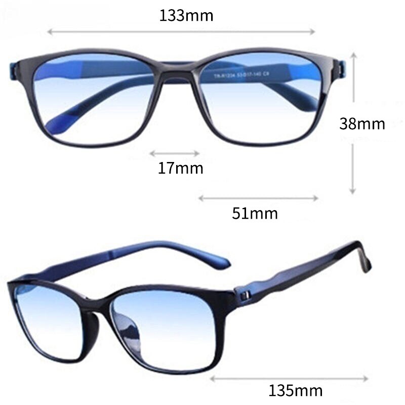 Kính Đọc Sách Chống Lóa Màu Xanh Dương + 1.5 + 2.0 + 2.5 + 3.0 + 3.5 + 4.0 PTQ Dành Cho Nam