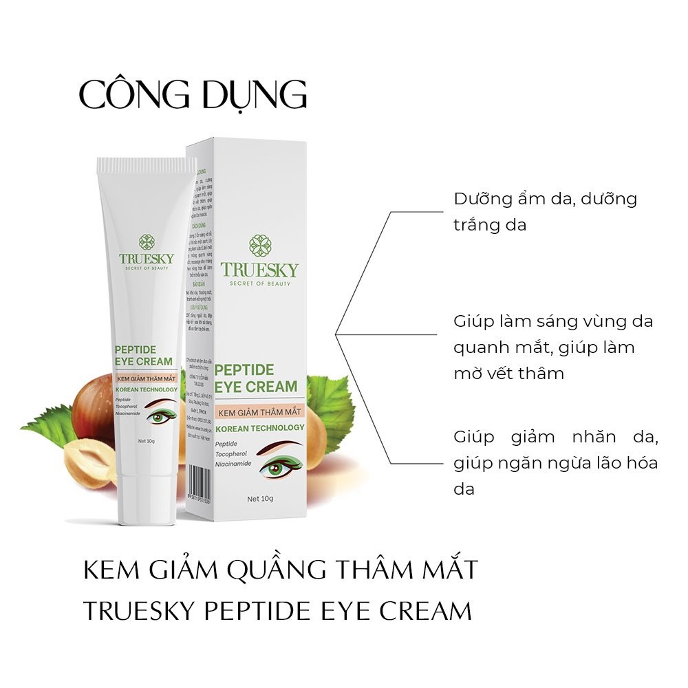 [Mã BMLT30 giảm đến 30K đơn 299K] Kem giảm thâm mắt Truesky Peptide Eye Cream an toàn và hiệu quả 10g