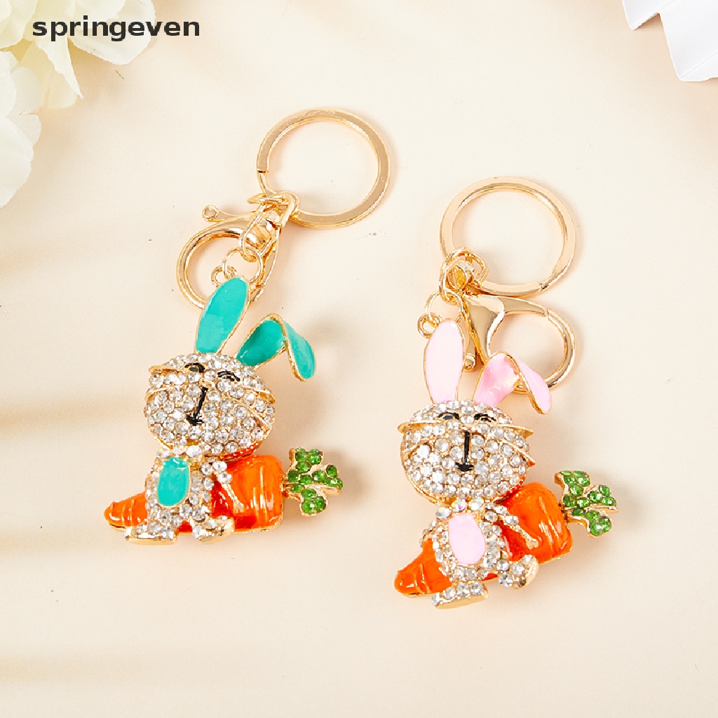 Móc Khóa Hình Thỏ Và Củ Cải Dát Kim Cương Sáng Tạo Thời Trang Cho Cặp Đôi