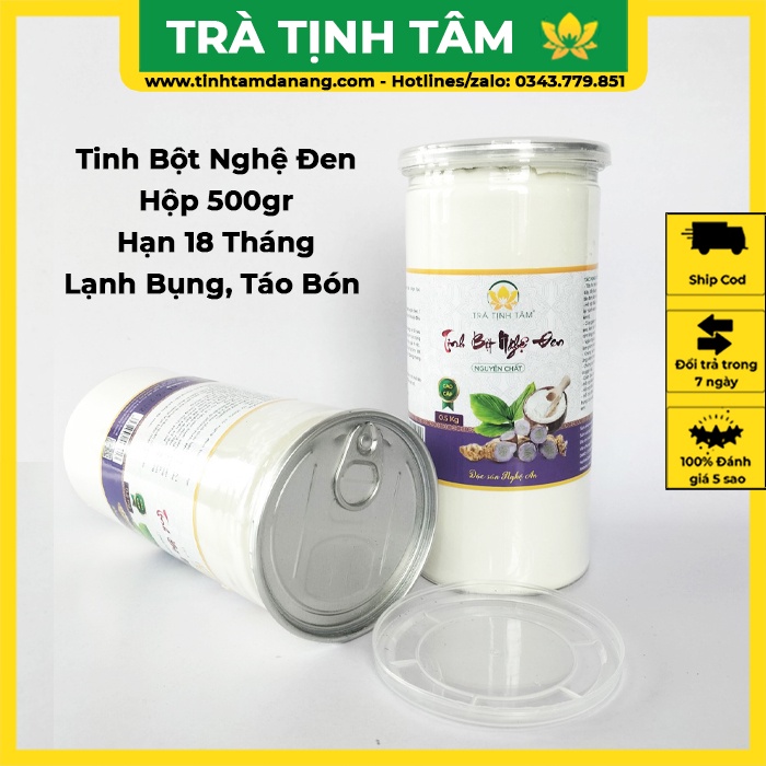 Tinh bột nghệ đen nguyên chất Phủ Quỳ Nghệ An Tịnh Tâm đặc sản làm quà, Hộp 500gr hỗ trợ giảm cân