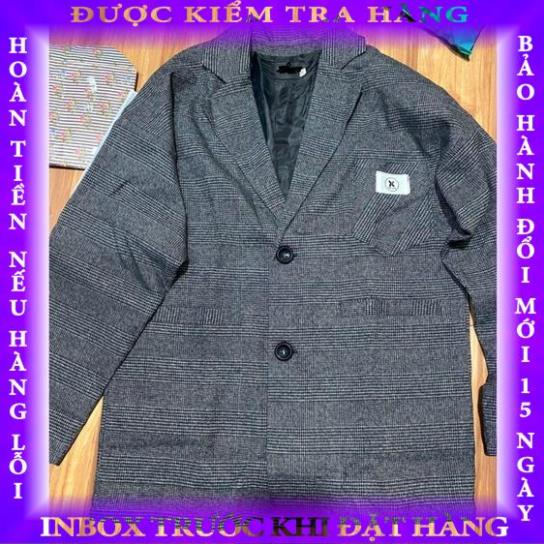 Áo blazer nam kẻ caro Thời Trang Hàn Quốc BZ09 M.RO màu xám dài tay buinguyet