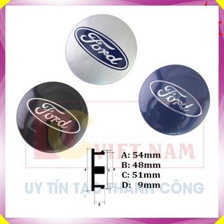 Logo Chụp Mâm Xe Ô Tô Cao Cấp Ford Kích Thước 54MM (HÀNG LOẠI 1)