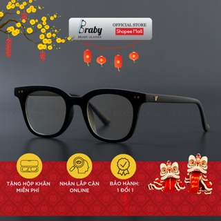 Gọng kính cận mắt vuông nam nữ chữ V Braby Glasses chất liệu nhựa dẻo cao