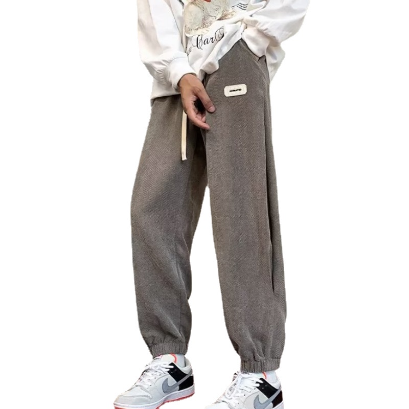 Quần Dài Thể Thao Dáng Rộng Lưng Thun Co Giãn Tốt Kiểu hip-hop Đường Phố Hàn Quốc Cá Tính Cho Nam