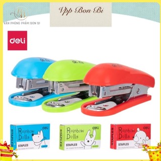 Dập ghim mini số 10 tặng kèm 1000 chân ghim Deli253/249/ST200 ( 12 trang )