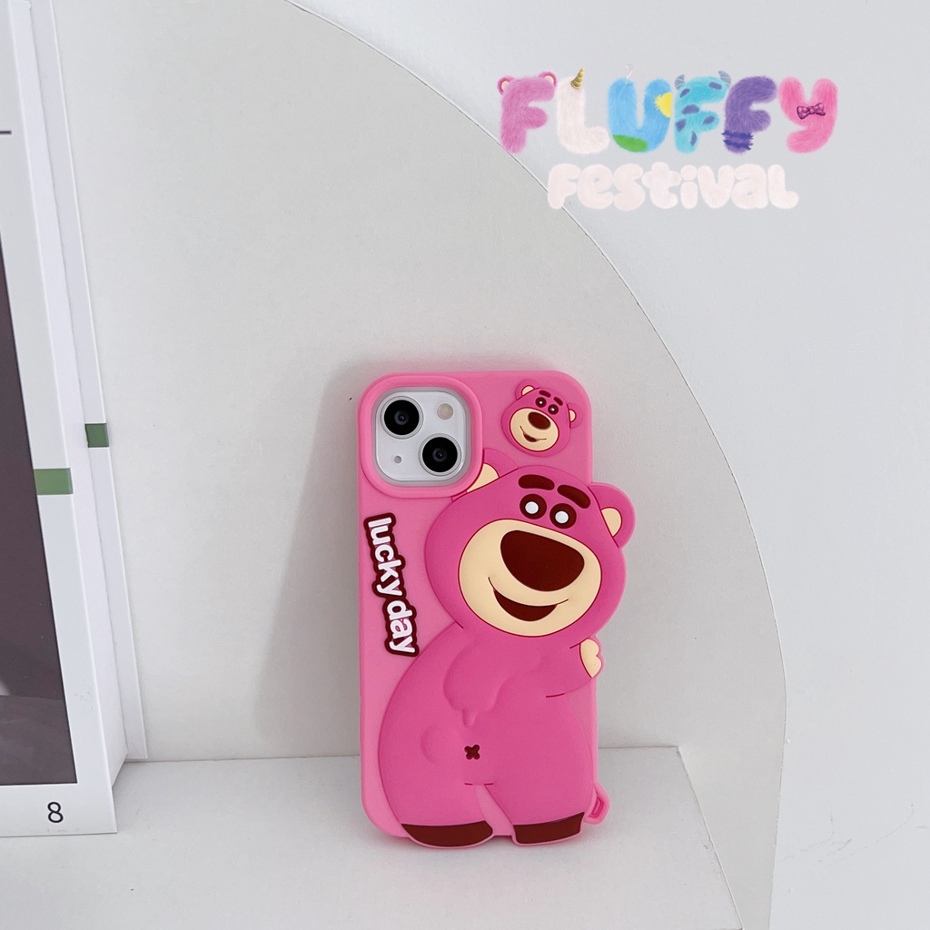 Ốp Điện Thoại Dẻo Họa Tiết Hoạt Hình Gấu Dâu Tây Dễ Thương Chống Rơi Cho Iphone 14Pro MAX 14Pro 11 12 13 Pro MAX XS MAX XR