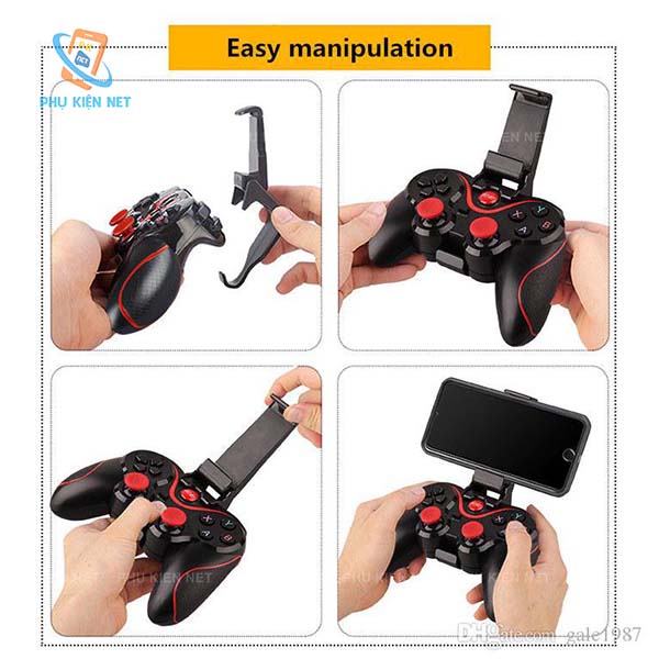 Tay cầm chơi game Bluetooth Terios X3 - Có giá đỡ ĐT