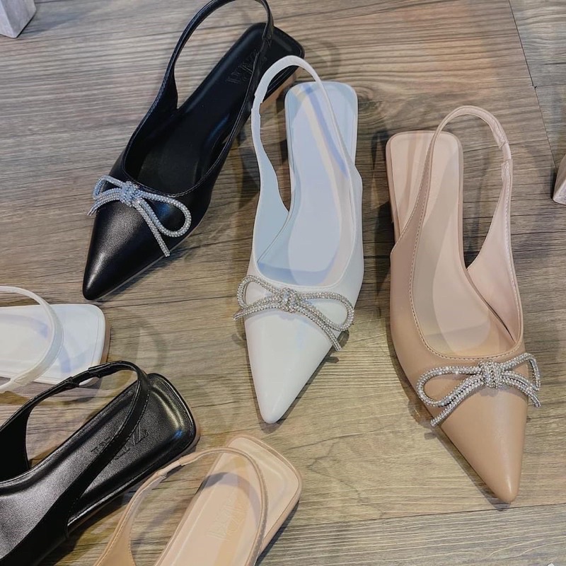 Giày búp bê nơ cườm bigsize, size 40-44