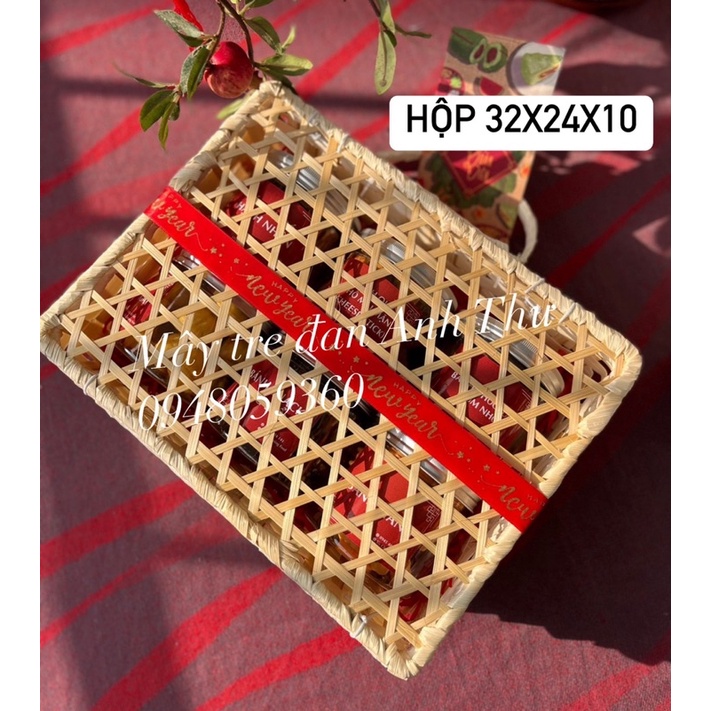 Hộp vali tre, hộp quà biếu tre tay xách size 32x24x10(Ảnh Thật)