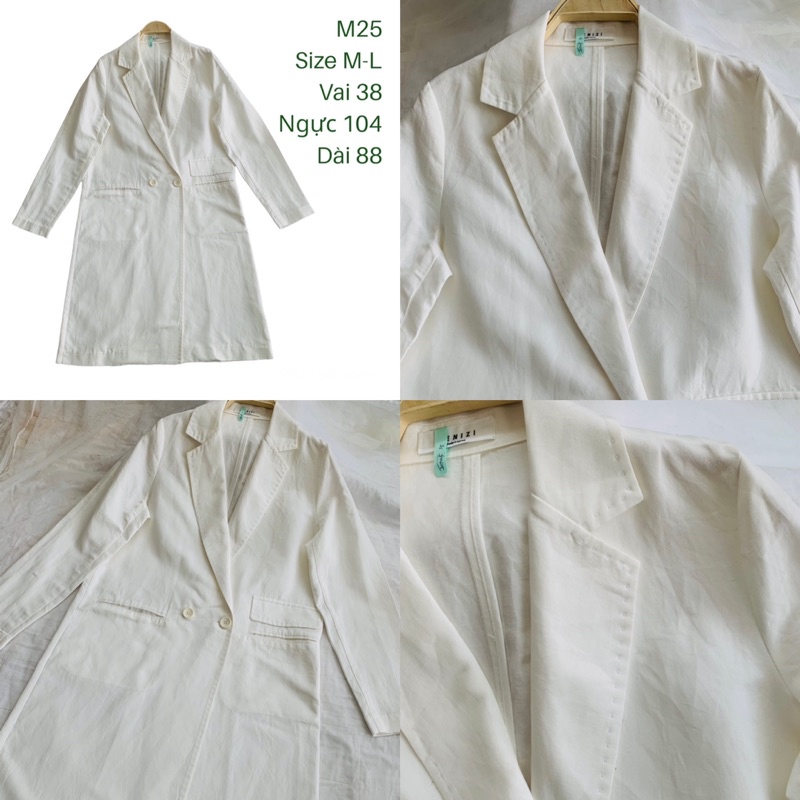Áo khoác blazer M25 dáng dài 1 lớp chất vải dày dặn 2hand Hàn si tuyển ảnh thật