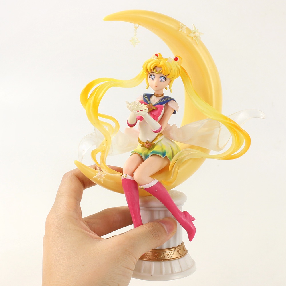Mô Hình Đồ Chơi Nhân Vật Hoạt Hình Thủy Thủ Mặt Trăng 20cm Tsukino Usagi Luna Ngồi Trang Trí Bánh Kem