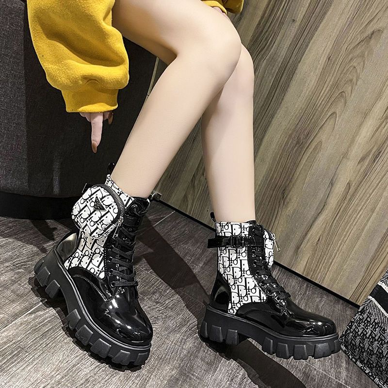Giày Bốt Martin Cổ Thấp Đế Dày Cột Dây Cỡ Lớn 35 One 43 Phong Cách Anh Quốc Thời Trang Cho Nữ