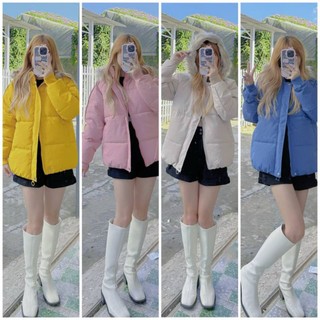 Áo khoác phao béo form rộng mũ lông, áo khoác nữ đại hàn