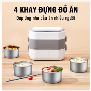 NỒI CƠM ĐIỆN MINI ĐA NĂNG: NẤU CƠM, NẤU CÁC MÓN LUỘC VÀ HẤP, CẠP LỒNG ĐỰNG CƠM INOX BÊN NGOÀI BẰNG NHỰA SIÊU BỀN