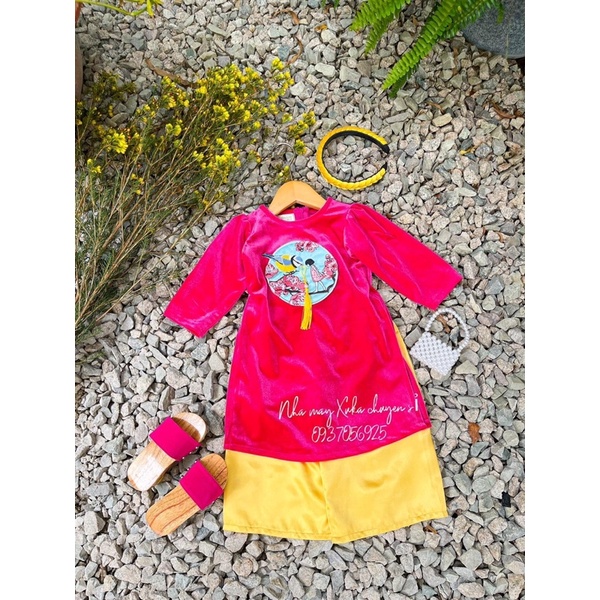 tấm tròn thêu cô gái xinh xắn 17cm