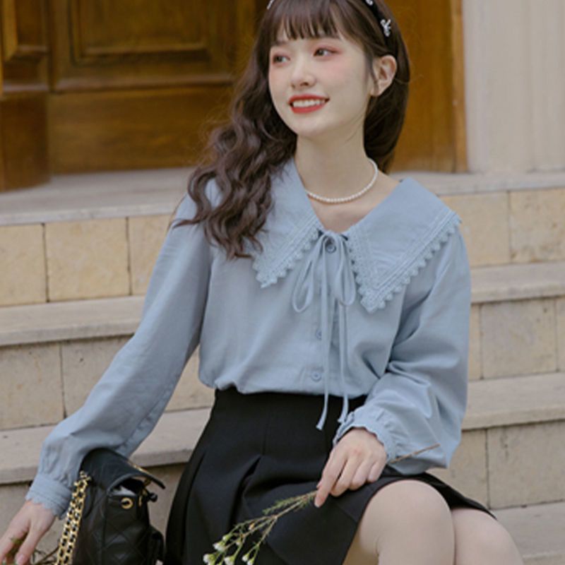 Áo Sơ Mi Dài Tay Thắt Nơ Phong Cách Pháp Cổ Búp Bê Nhỏ Phong Cách Mới Dành Cho Nữ Tuổi Trung Niên