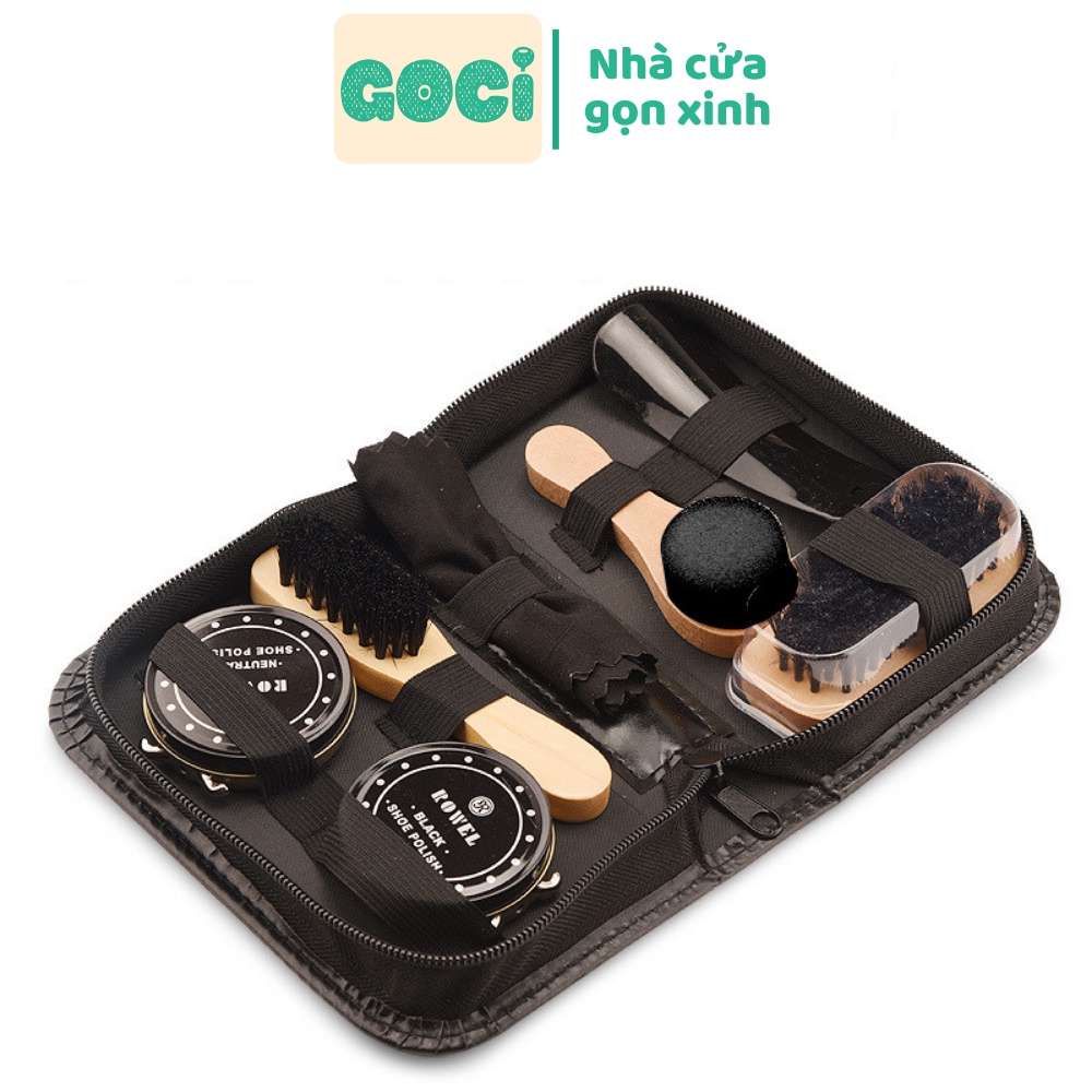 Bộ xi đánh giày 7 món phụ kiện combo vệ sinh giày da túi da vật dụng da cao cấp tiện lợi dễ dàng mang đi xa