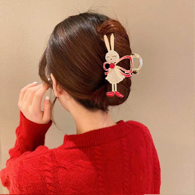 Kẹp Tóc Hình Thỏ Đính Đá Lấp Lánh Dễ Thương Chất Lượng Cao Cho Nữ Giới