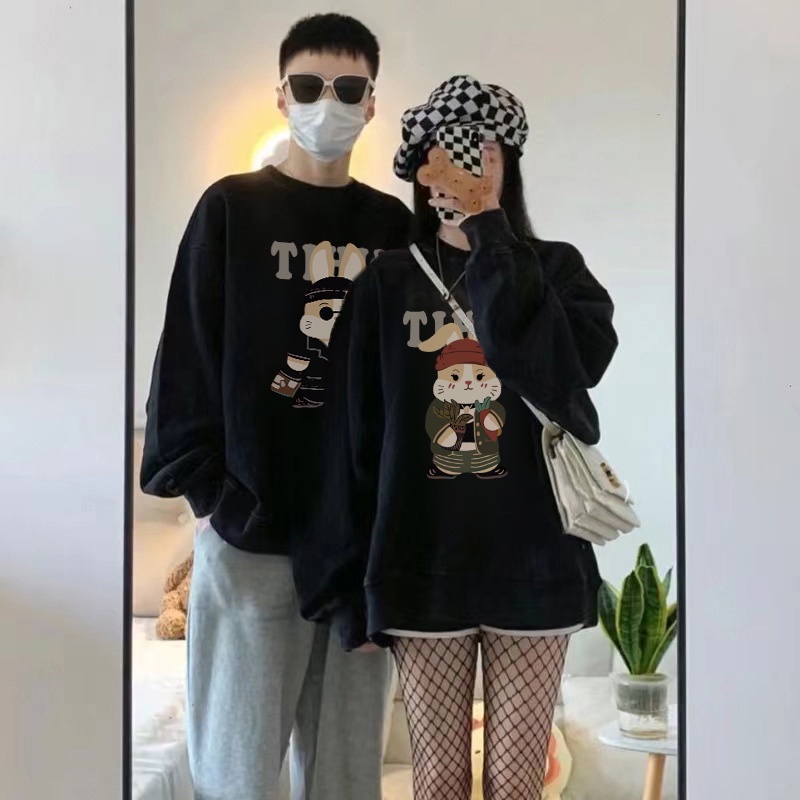 Áo sweater Xiaozhainv mỏng dáng rộng phong cách retro Mỹ cho cặp đôi