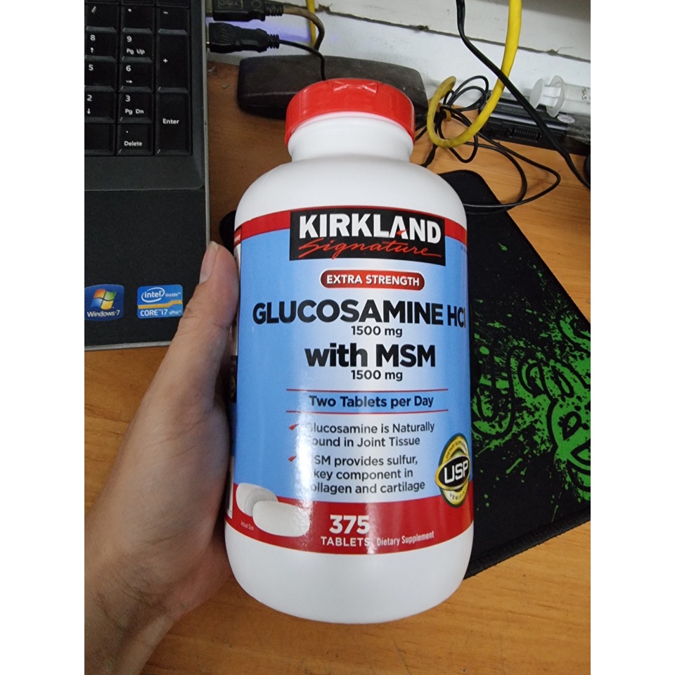 [date 3/25] Viên uống Glucosamin HCL 1500mg With MSM 1500mg glucosamine Kirkland 375 Viên